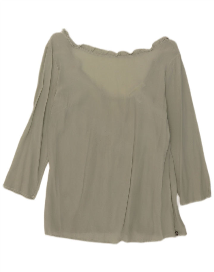Ottod'Ame Womens 3/4 Sleeve Blouse Top UK 10 Small Green Silk