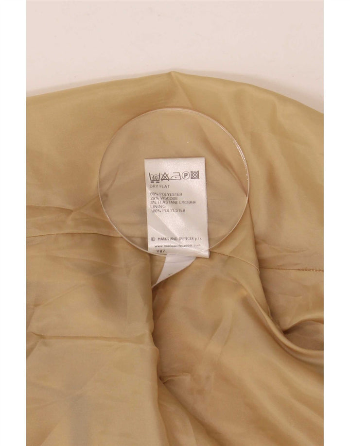 Marks & Spencer Womens Overcoat UK 8 Small Beige Check Polyester