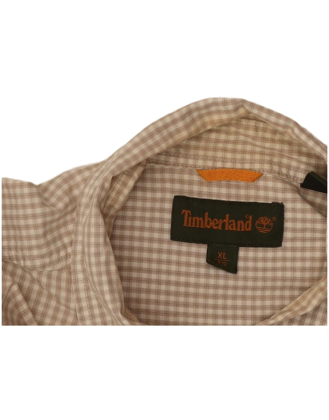TIMBERLAND Mens Short Sleeve Shirt XL Beige Check Cotton