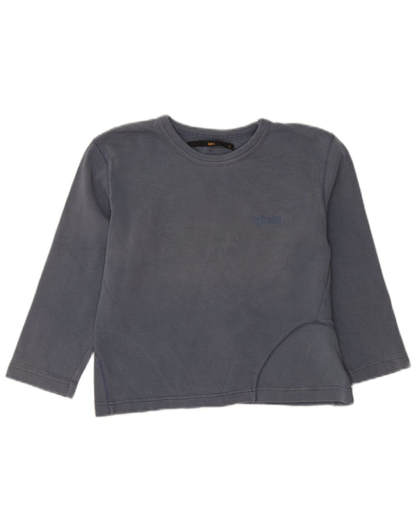 Lee Womens Crop Top 3/4 Sleeve UK 12 Medium Blue