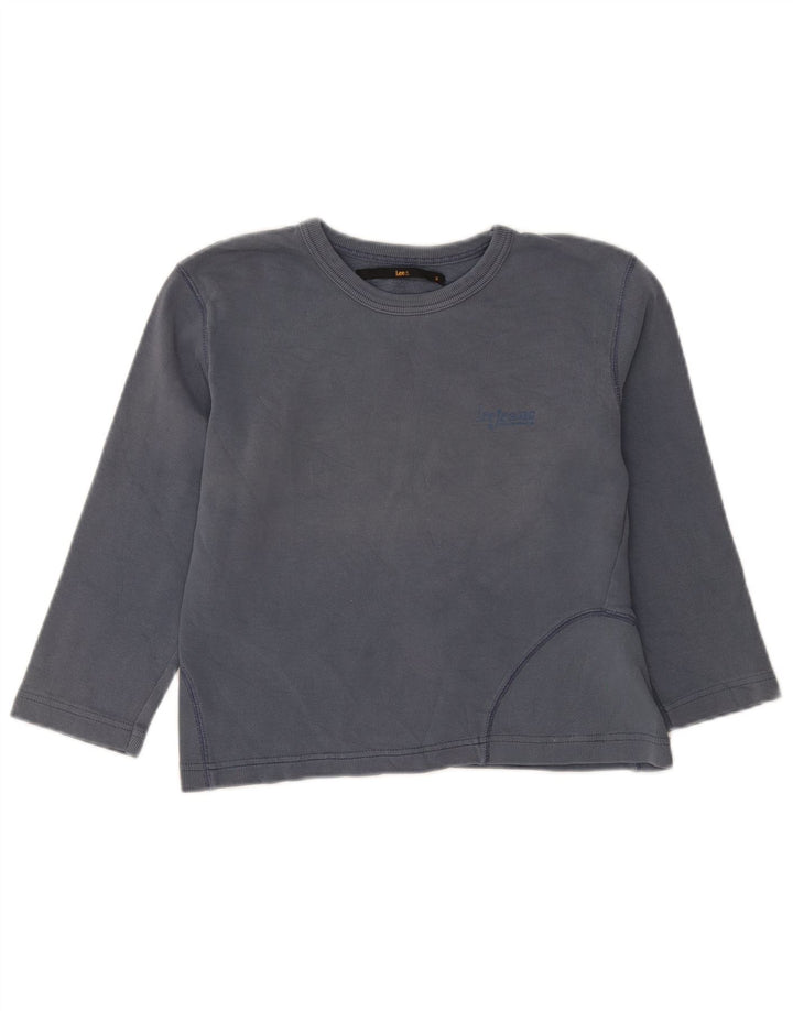 Lee Womens Crop Top 3/4 Sleeve UK 12 Medium Blue
