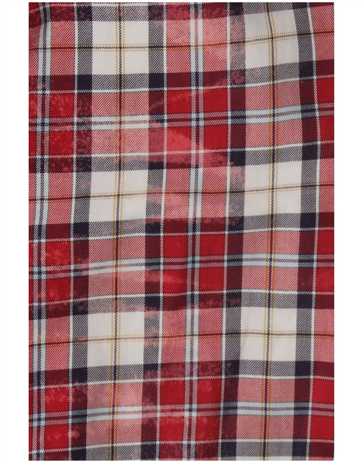 Benetton Mens Flannel Shirt Medium Red Plaid