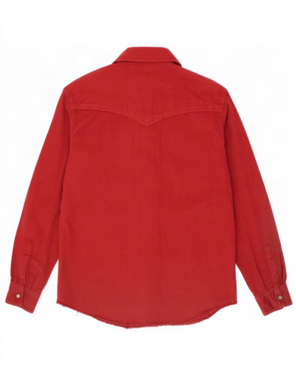 Carrera Womens Corduroy Shirt UK 16 Large Red Cotton