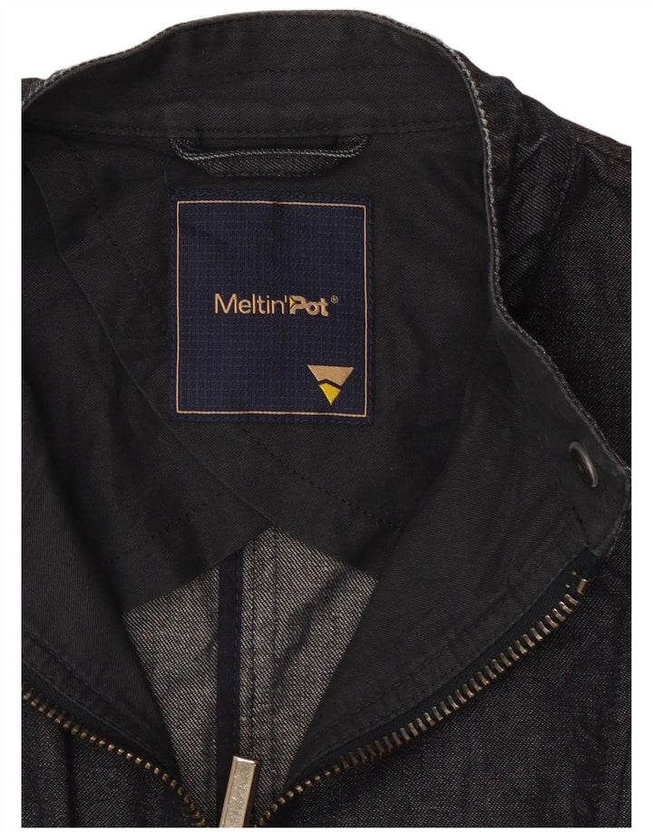 Meltin' Pot Womens Denim Jacket UK 12 Medium Navy Blue Cotton