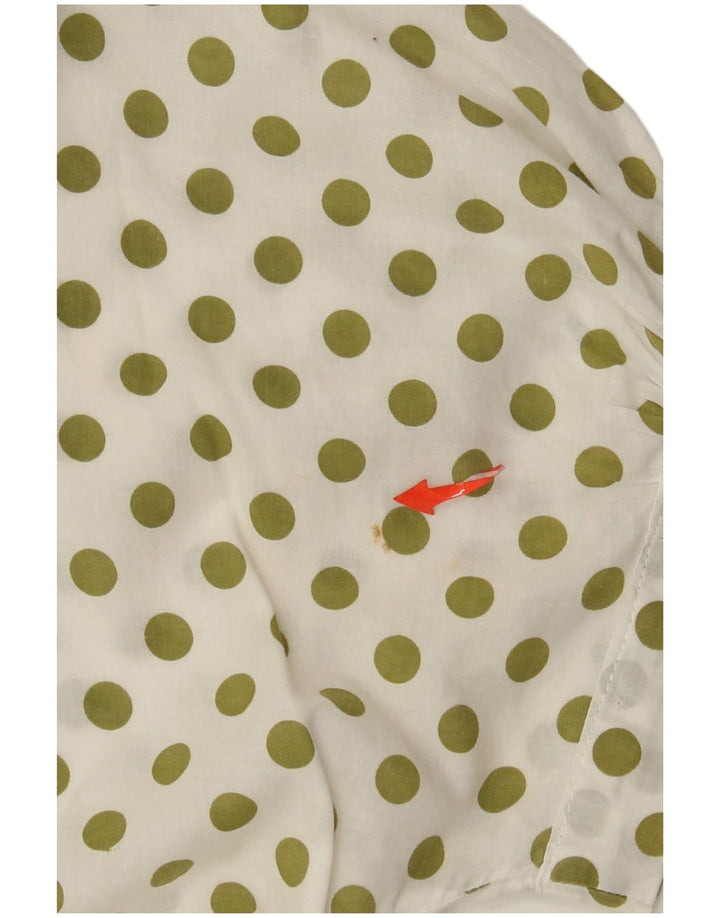 Benetton Womens Short Sleeve Shirt Blouse IT 44 Medium White Polka Dot