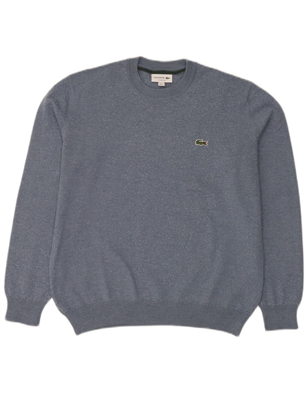 Lacoste Mens Classic Fit Crew Neck Jumper Sweater Size 6 XL Blue Wool