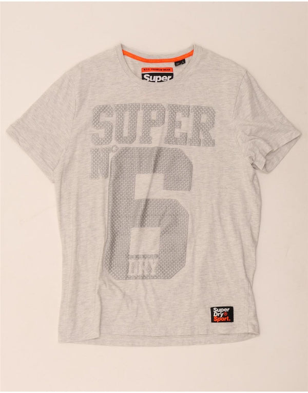 Superdry Mens Graphic T-Shirt Top 2XL Grey Flecked Cotton