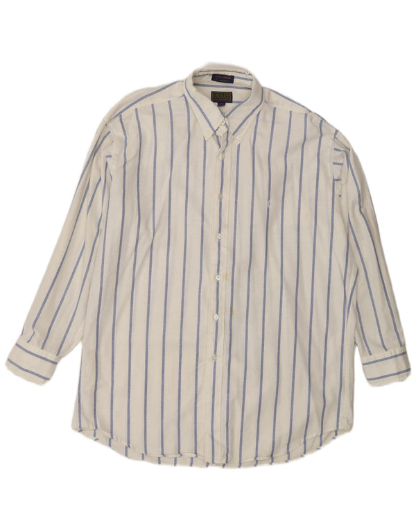 Chaps Mens Shirt Size 16 1/2 Large White Pinstripe Cotton