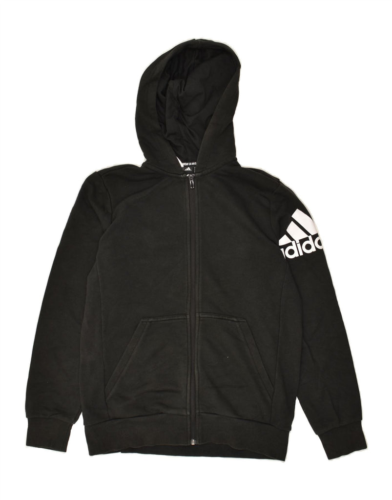 ADIDAS Boys Graphic Zip Hoodie Sweater 14-15 Years Black Cotton | Vintage Adidas | Thrift | Second-Hand Adidas | Used Clothing | Messina Hembry 