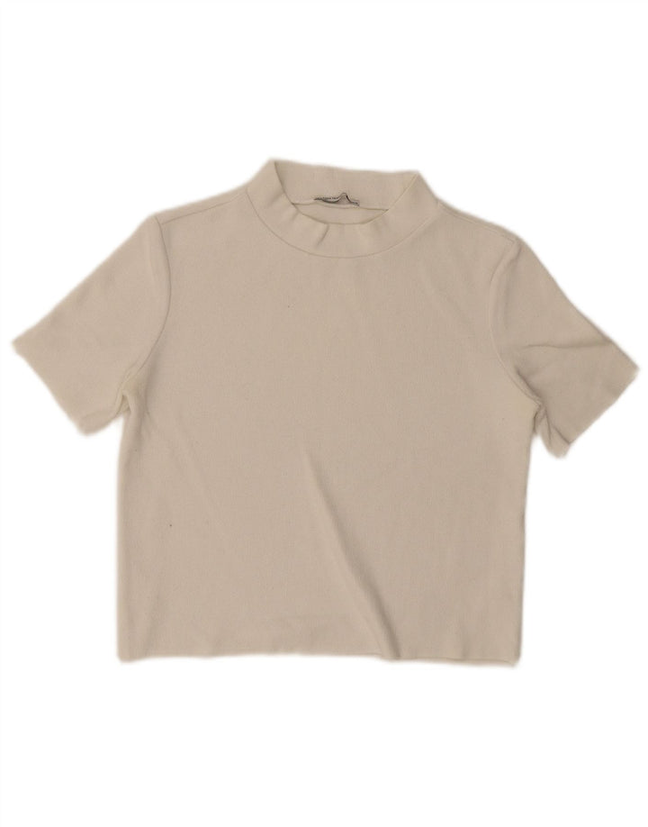 Zara Womens Trafaluc Crop Top UK 10 Small Off White