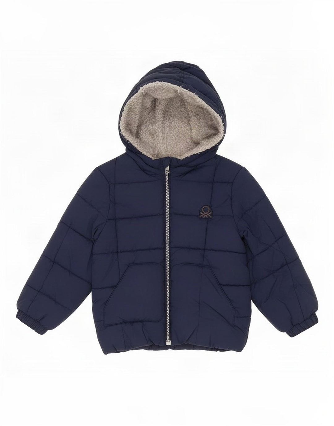 Benetton Boys Hooded Padded Jacket 2-3 Years Navy Blue Polyester