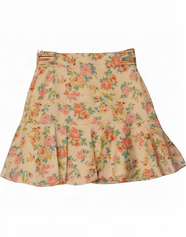 Zara Womens Mini Skirt XS W24 Off White Floral Cotton