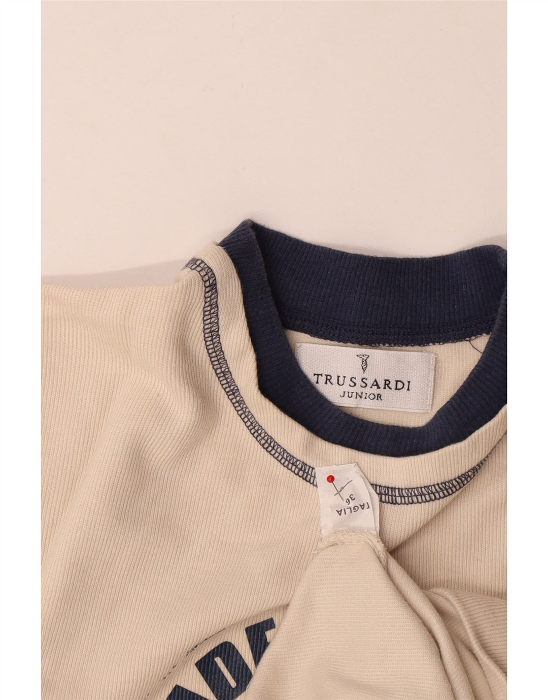 Trussardi Junior Boys Graphic Sweatshirt Jumper 9-10 Years Off White Cotton