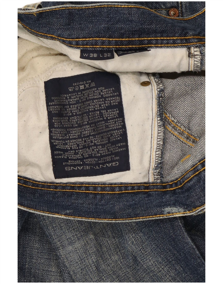 Gant Mens Straight Jeans W38 L32 Blue Cotton