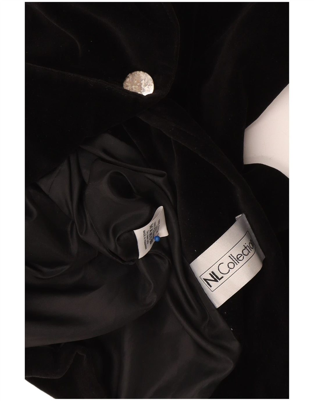 Vintage Womens 1 Button Velvet Blazer Jacket UK 10 Small Black Cotton