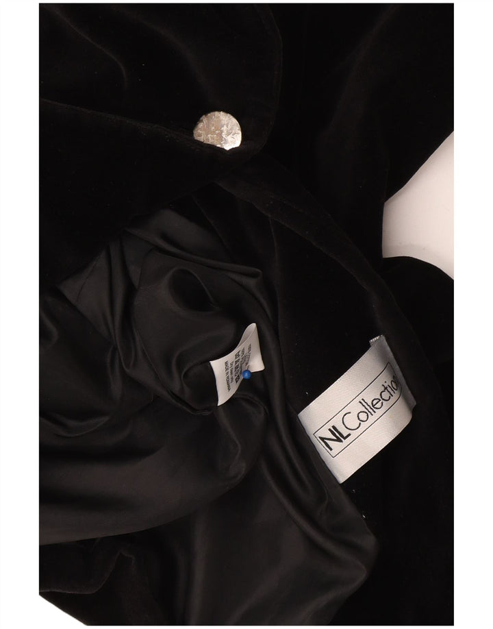 Vintage Womens 1 Button Velvet Blazer Jacket UK 10 Small Black Cotton