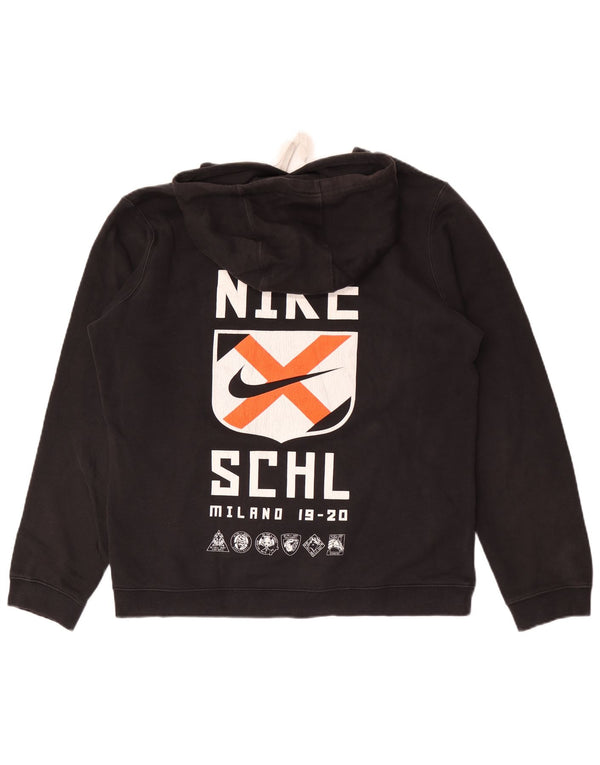Nike Mens Graphic Hoodie Jumper Large Black Cotton