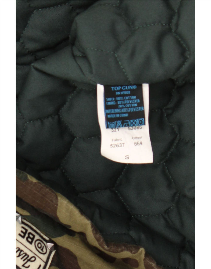 Vintage Womens Oversized Graphic Overcoat UK 10 Small Khaki Camouflage