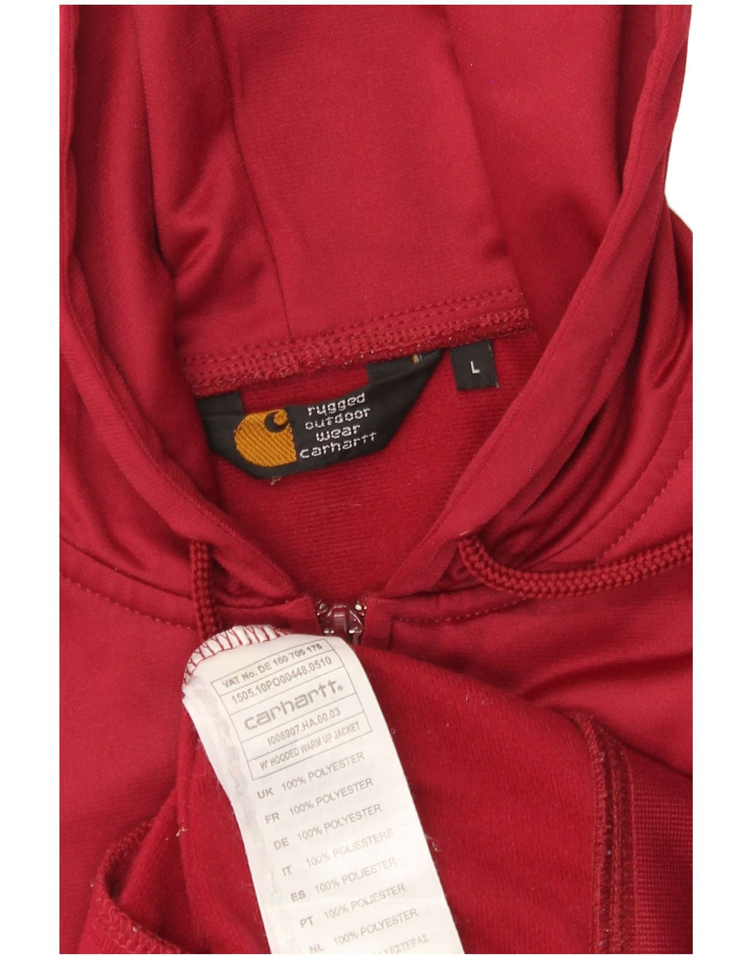Carhartt Womens Zip Hoodie Sweater UK 16 Large Red Polyester