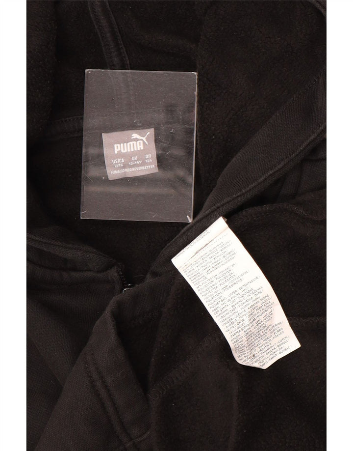 PUMA Girls Graphic Zip Hoodie Sweater 13-14 Years Black Cotton