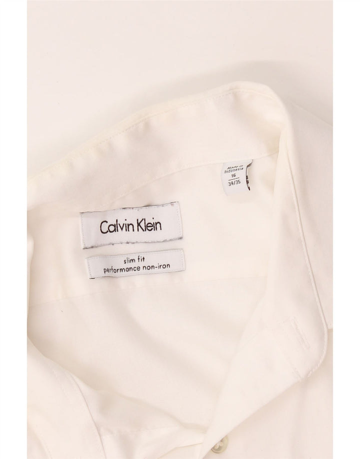 CALVIN KLEIN Mens Slim Fit Shirt Size 16 Large White Vintage Calvin Klein and Second-Hand Calvin Klein from Messina Hembry 