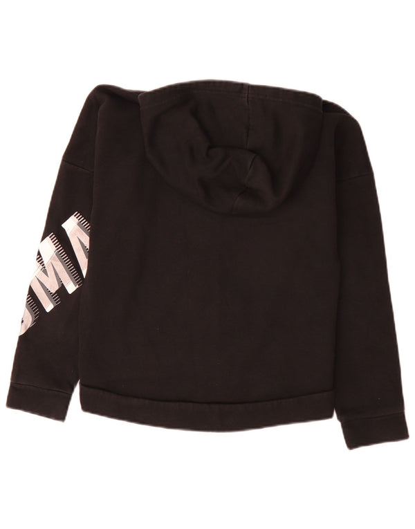 Puma Girls Graphic Zip Hoodie Sweater 11-12 Years Black Cotton