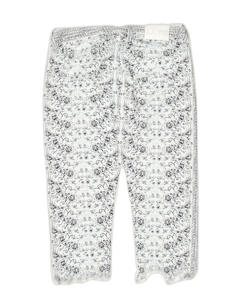 ARMANI Womens Tapered Casual Trousers W30 L30 White Floral Cotton | Vintage | Thrift | Second-Hand | Used Clothing | Messina Hembry 