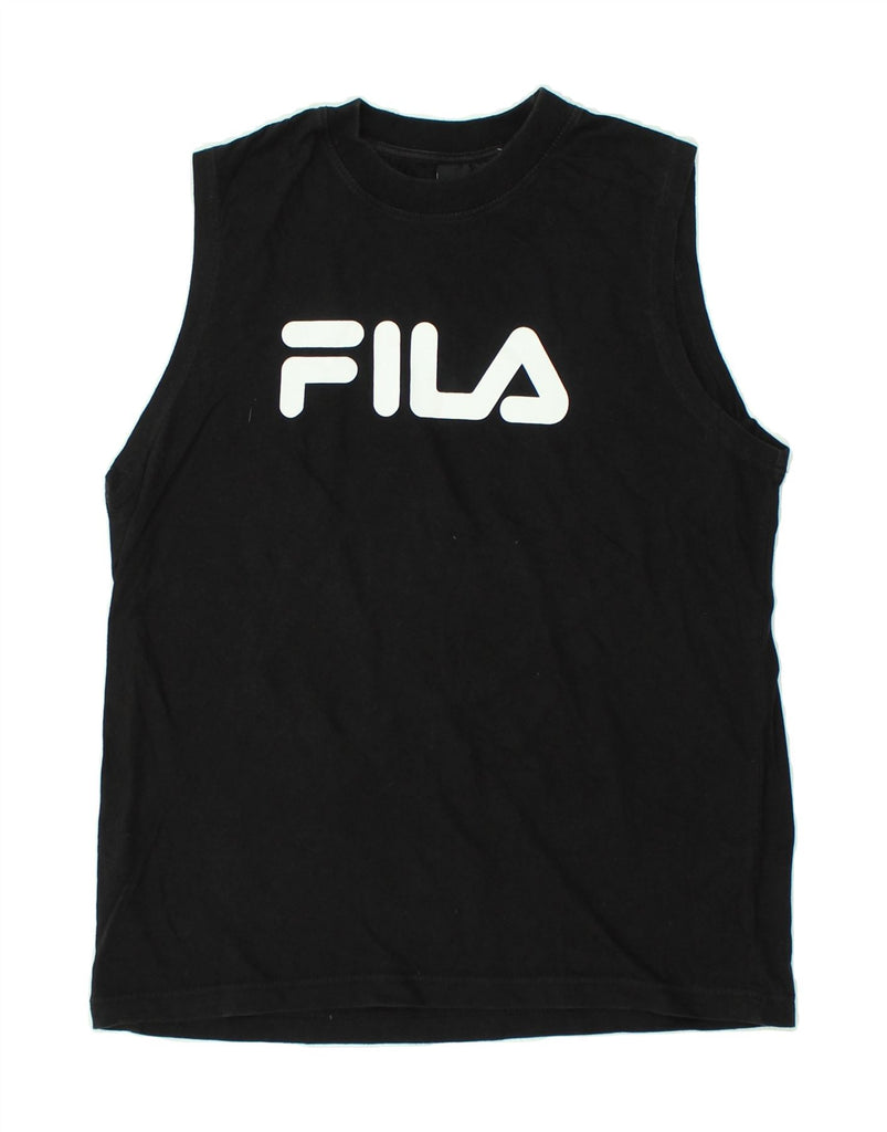 FILA Mens Graphic Vest Top Medium Black Cotton | Vintage Fila | Thrift | Second-Hand Fila | Used Clothing | Messina Hembry 