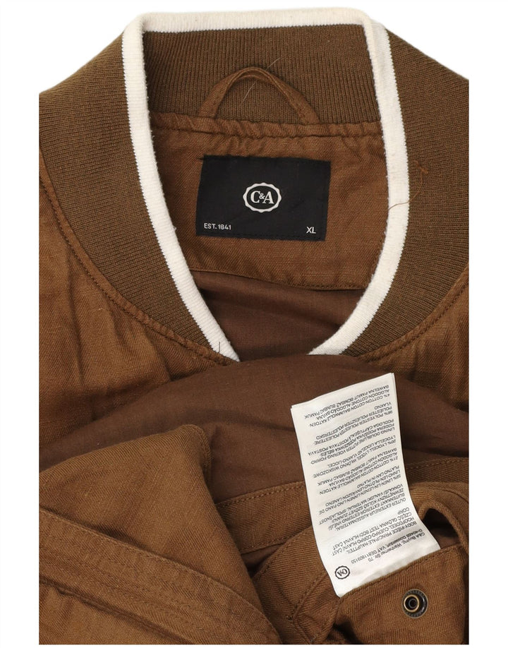C & A Mens Bomber Jacket UK 42 XL Brown Cotton