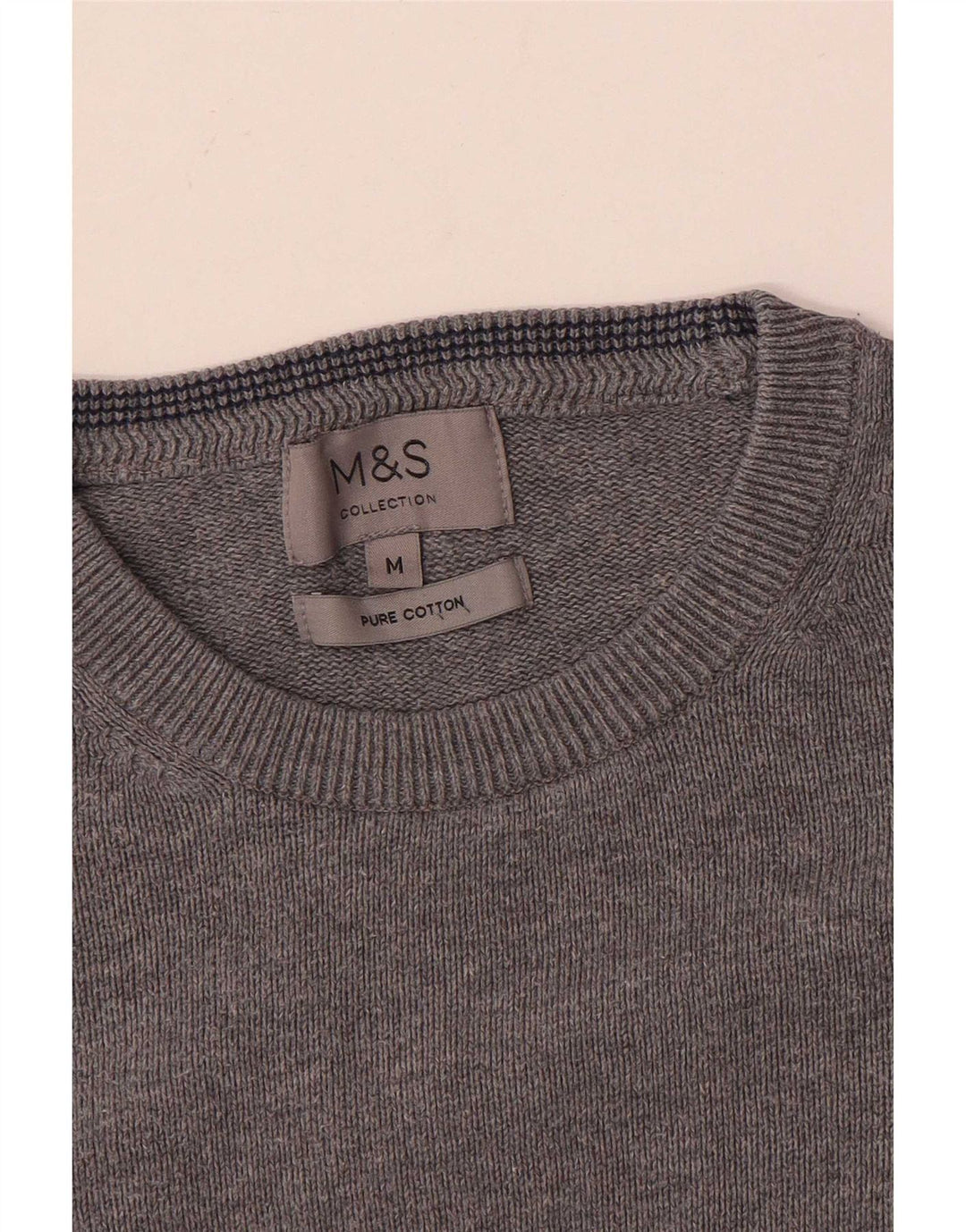 Marks & Spencer Mens Crew Neck Jumper Sweater Medium Grey Cotton