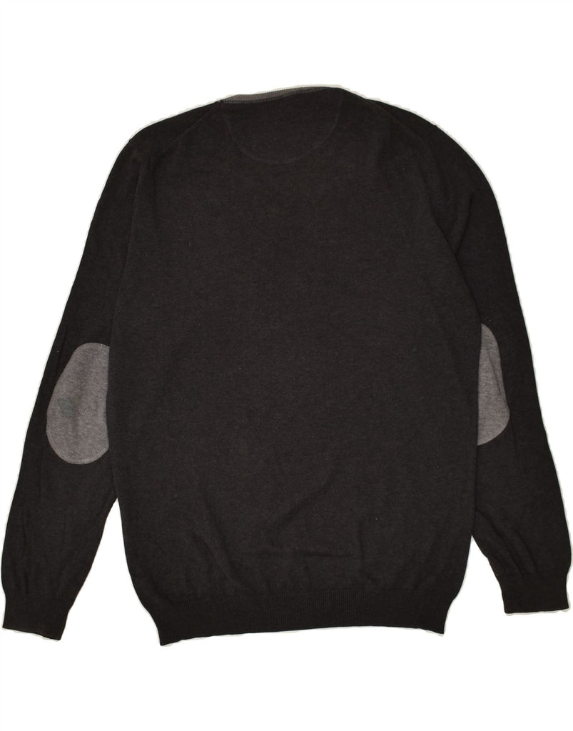 TOMMY HILFIGER Mens V-Neck Jumper Sweater Large Grey Cotton | Vintage Tommy Hilfiger | Thrift | Second-Hand Tommy Hilfiger | Used Clothing | Messina Hembry 