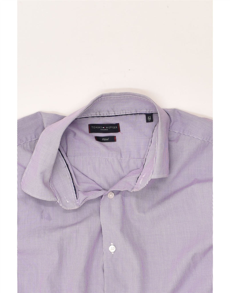 TOMMY HILFIGER Mens Fitted Shirt Size 17 43 XL Purple Check Cotton | Vintage Tommy Hilfiger | Thrift | Second-Hand Tommy Hilfiger | Used Clothing | Messina Hembry 