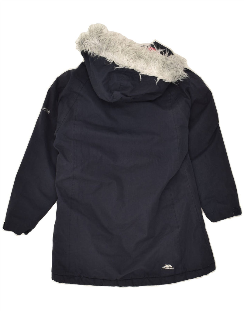 TRESPASS Girls Hooded Padded Coat 5-6 Years Navy Blue Polyester Vintage Trespass and Second-Hand Trespass from Messina Hembry 