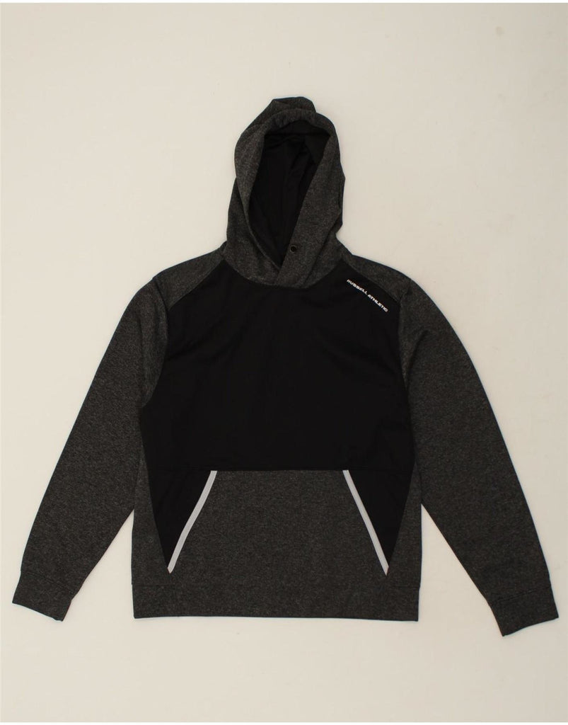 RUSSELL ATHLETIC Mens Hoodie Jumper Medium Black Colourblock Vintage Russell Athletic and Second-Hand Russell Athletic from Messina Hembry 