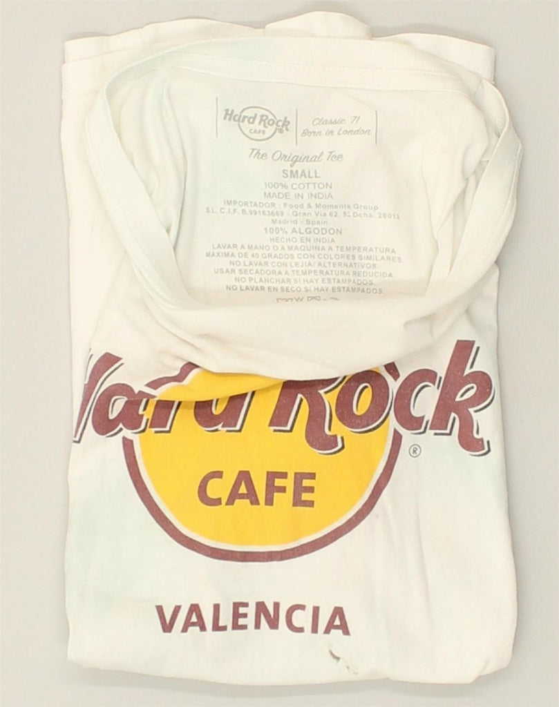 HARD ROCK CAFE Mens Valencia Graphic T-Shirt Top Small Off White Cotton | Vintage Hard Rock Cafe | Thrift | Second-Hand Hard Rock Cafe | Used Clothing | Messina Hembry 