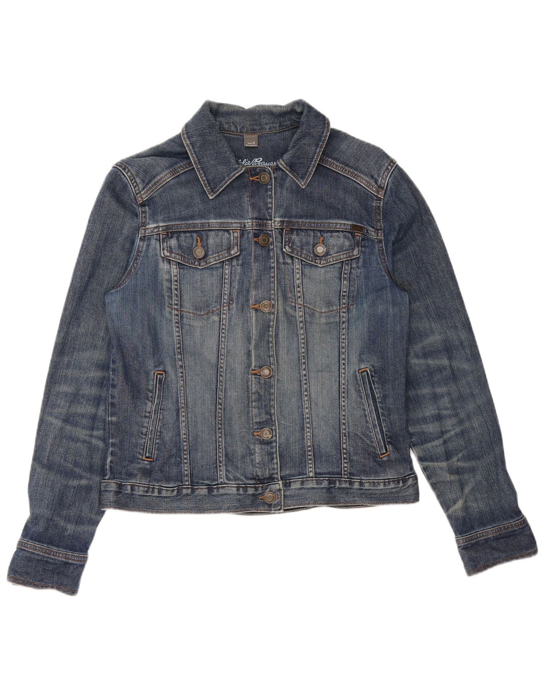 Eddie Bauer Womens Denim Jacket UK 14 Medium Blue Cotton
