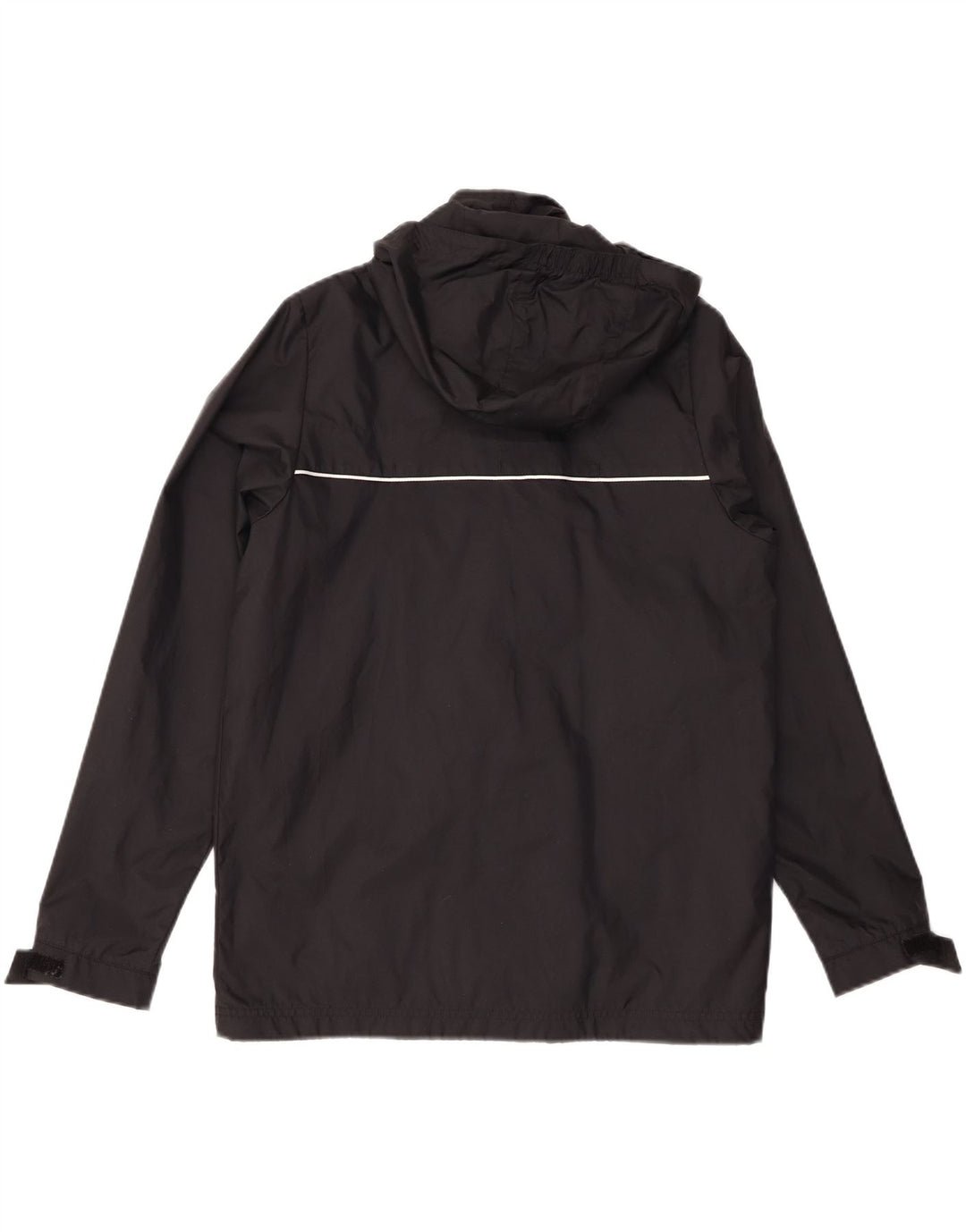 ADIDAS Boys Hooded Rain Jacket 13-14 Years Black Nylon