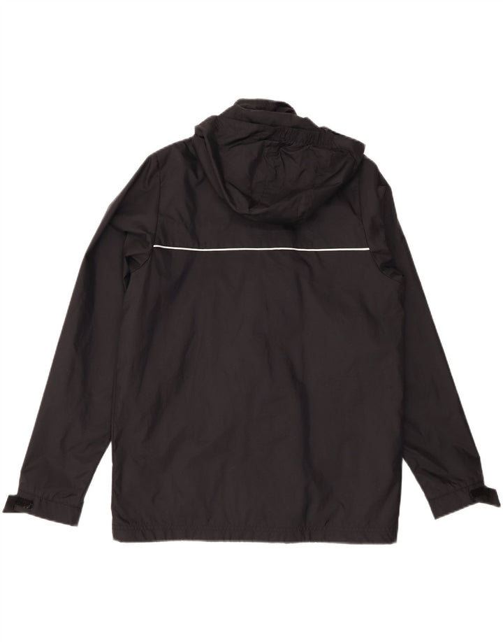 ADIDAS Boys Hooded Rain Jacket 13-14 Years Black Nylon