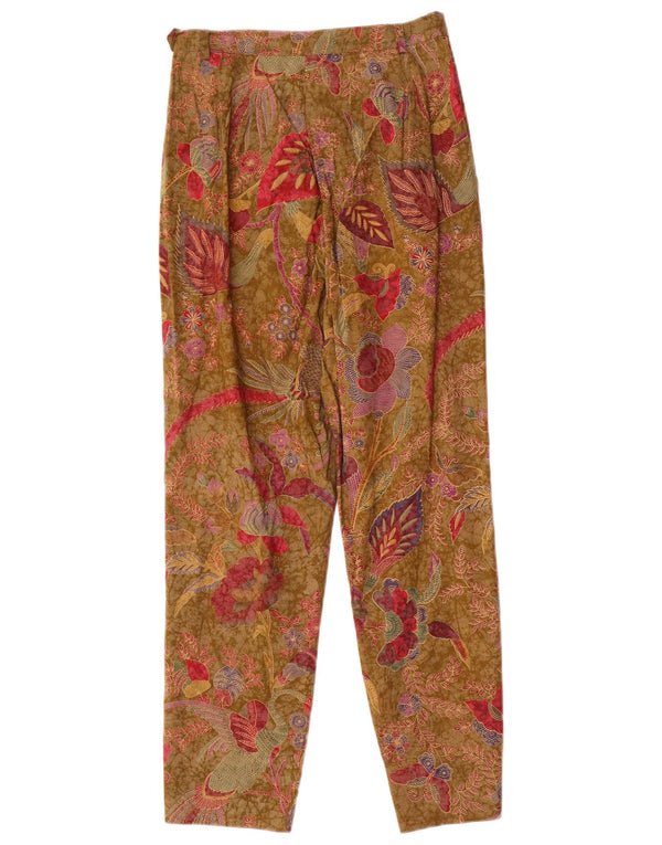 Blues Club Womens Tapered Casual Trousers UK 12 Medium W26 L27 Beige Floral