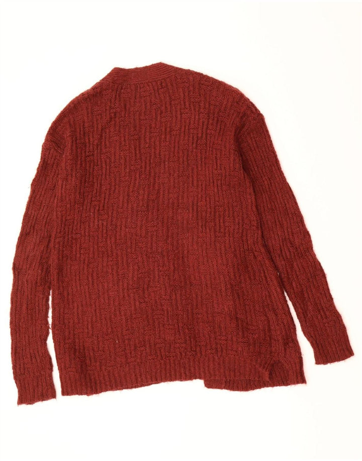 MOSSIMO Womens Loose Fit Open Cardigan Sweater UK 14 Medium Burgundy Vintage Mossimo and Second-Hand Mossimo from Messina Hembry 
