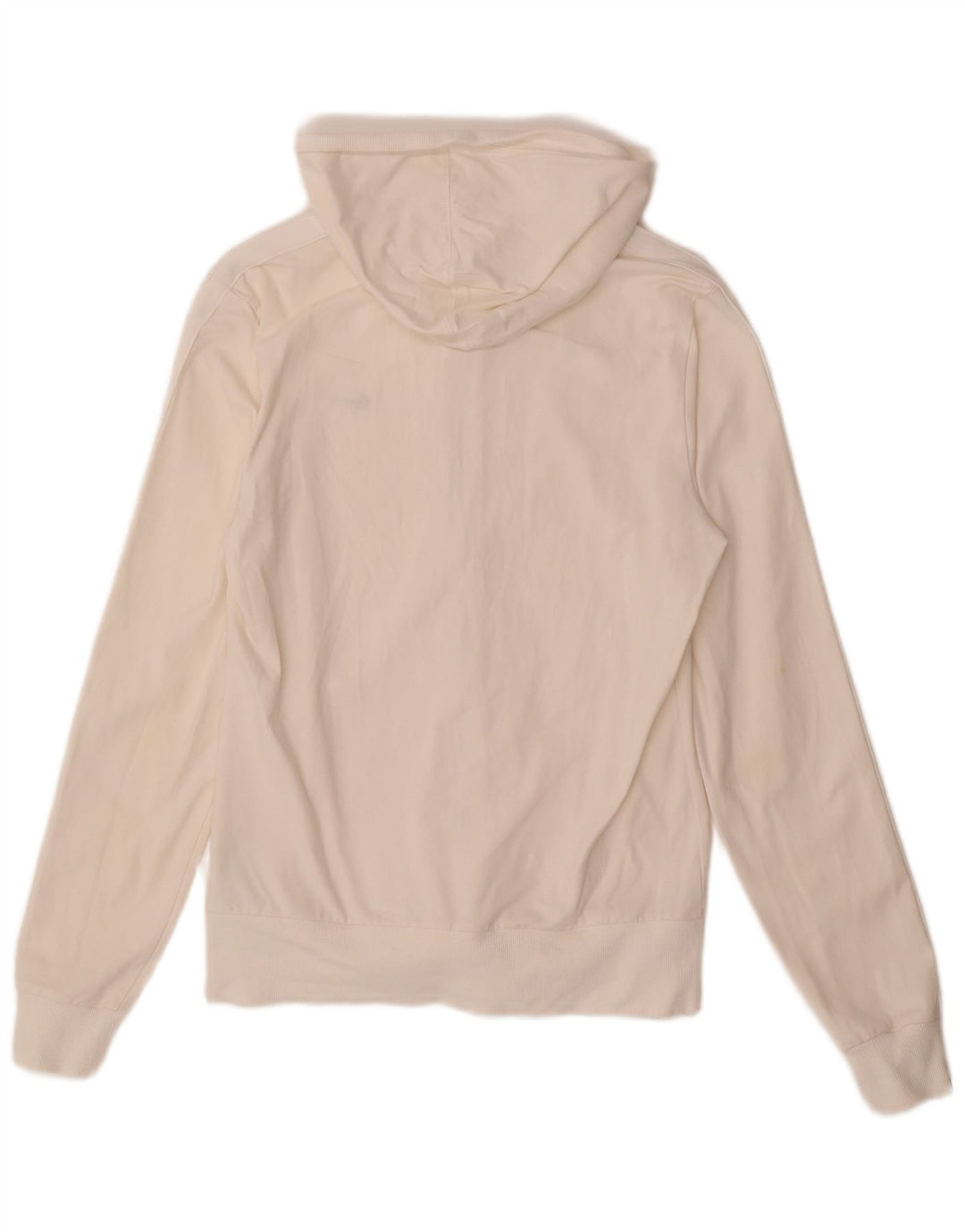 NIKE Womens Zip Hoodie Sweater UK 12/14 Medium Off White Cotton
