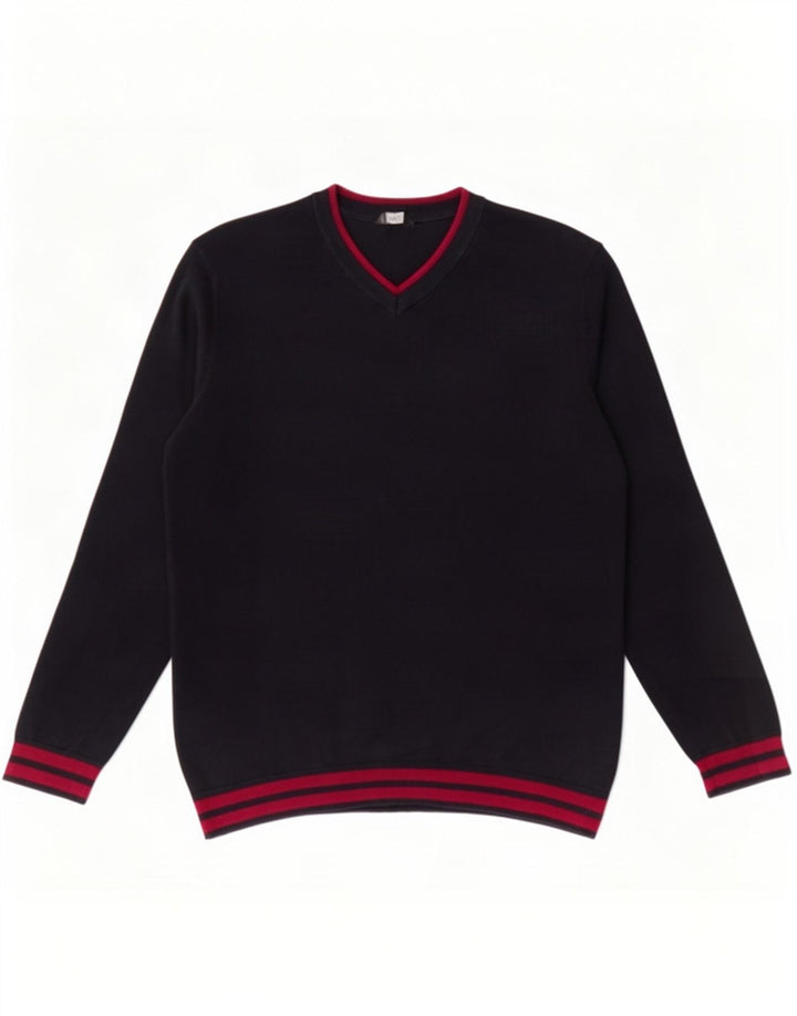M&Co Mens V-Neck Jumper Sweater Medium Navy Blue Cotton