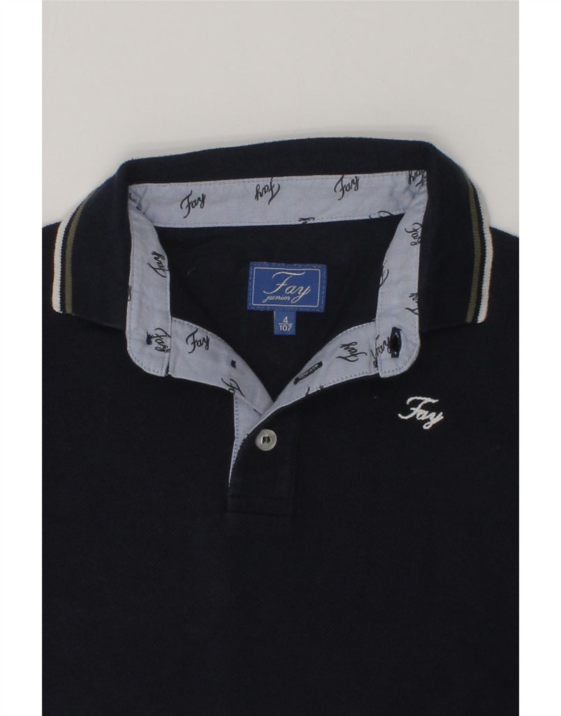 FAY Boys Long Sleeve Polo Shirt 3-4 Years Navy Blue Cotton | Vintage Fay | Thrift | Second-Hand Fay | Used Clothing | Messina Hembry 