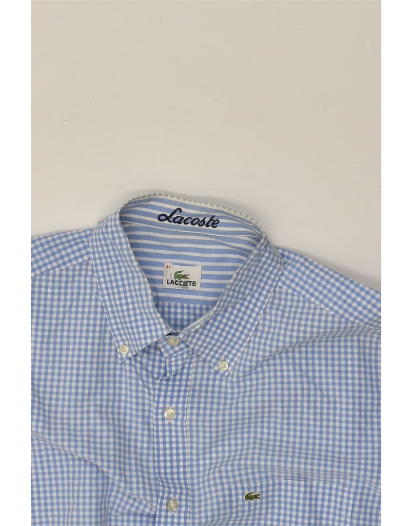 LACOSTE Mens Shirt Size 41 Large Blue Gingham Cotton | Vintage Lacoste | Thrift | Second-Hand Lacoste | Used Clothing | Messina Hembry 