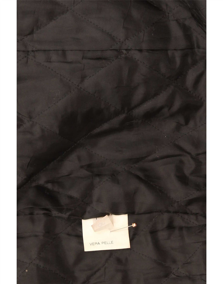 Vintage Womens Leather Coat UK 14 Medium Black