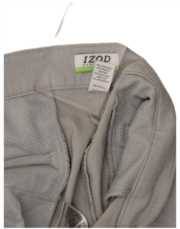 IZOD Womens Straight Chino Trousers US 14 XL W38 L30 Grey Rayon