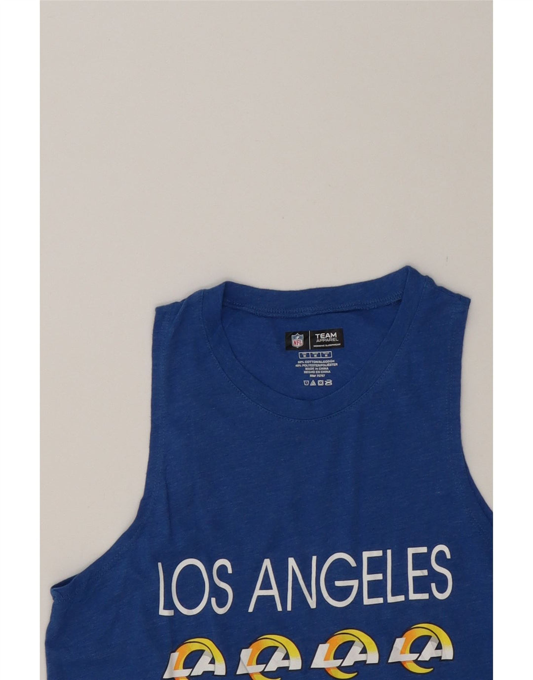 NFL TEAM APPAREL Womens Rams Graphic Vest Top UK 12 Medium Blue Cotton Vintage NFL TEAM APPAREL and Second-Hand NFL TEAM APPAREL from Messina Hembry 