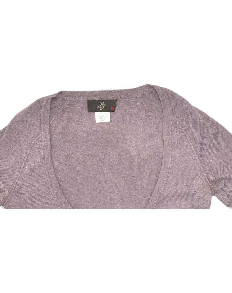 LIU JO Womens V-Neck Jumper Sweater UK 14 Medium Purple Cotton | Vintage | Thrift | Second-Hand | Used Clothing | Messina Hembry 