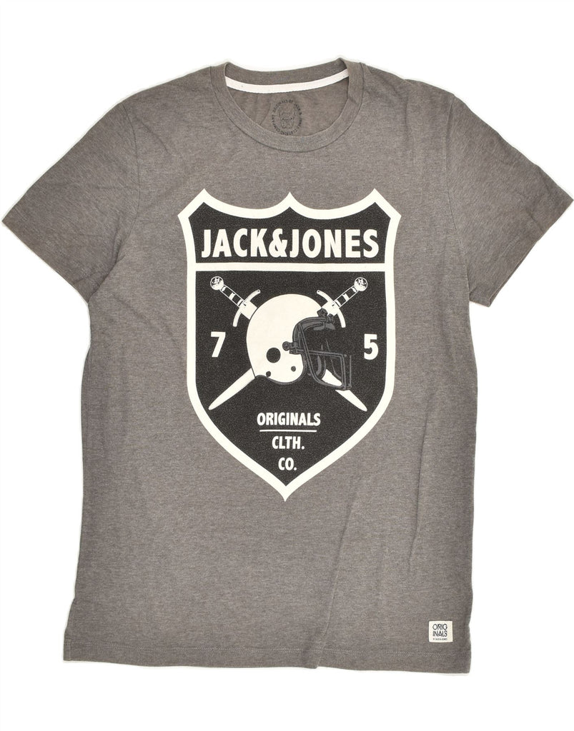 JACK & JONES Mens Slim Graphic T-Shirt Top XL Grey Polyester | Vintage Jack & Jones | Thrift | Second-Hand Jack & Jones | Used Clothing | Messina Hembry 