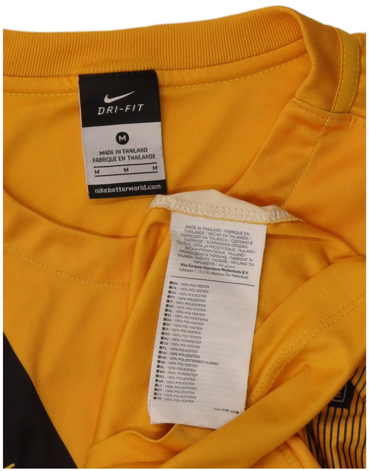 Nike Mens Dri Fit Graphic T-Shirt Top Medium Yellow Colourblock Polyester